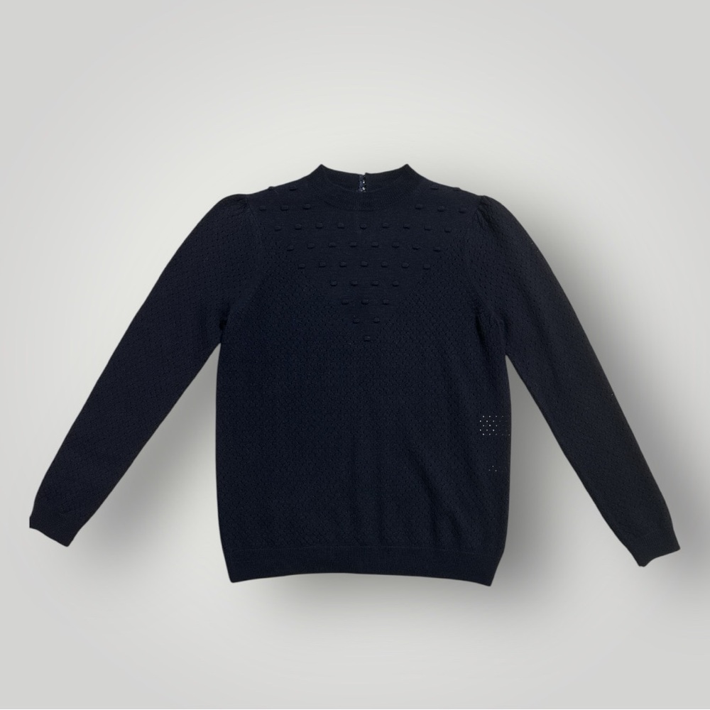 Sézane La Maille Merino Wool Textured Sweater Navy Blue Size S